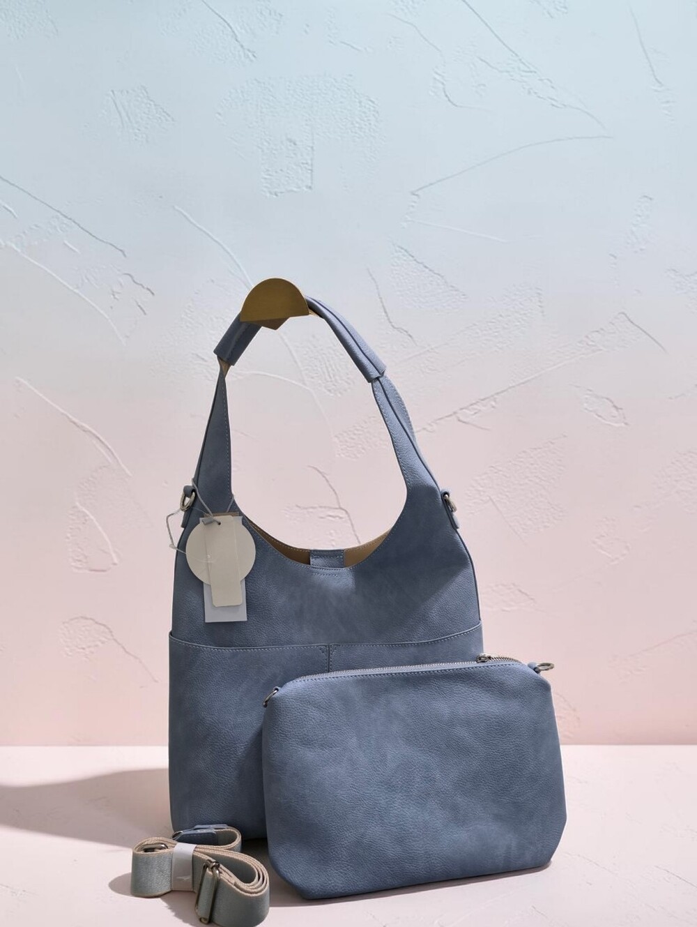 NWT Calin Stylish 3 Piece Vegan Blue Women’s Shoulder Bag with Removable Pouch